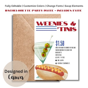 Weenies and Tinis Party Invitation Template | Instant Download Invitation | Tinis and Weenies Party | Bachelorette Party | Birthday Party