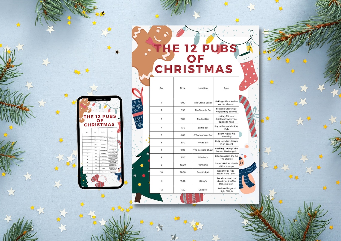 Custom 12 Pubs of Christmas Pub Crawl Invitation & Template Etsy