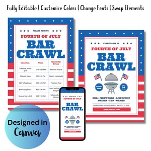 Fourth Of July Bar Crawl Party Template Download