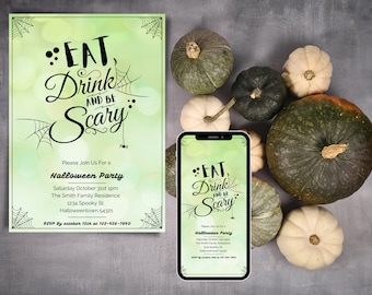 Editable Halloween Party Invitation Template (Digital Download)