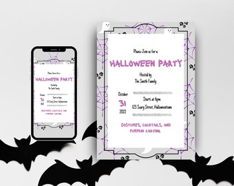 Editable Halloween Party Invitation Template (Digital Download)