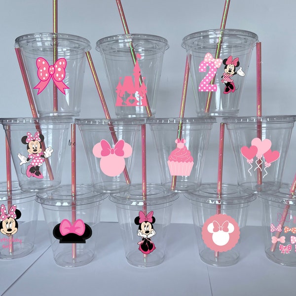 Minnie Disposable Party Cups, Minnie Birthday Party Favors.