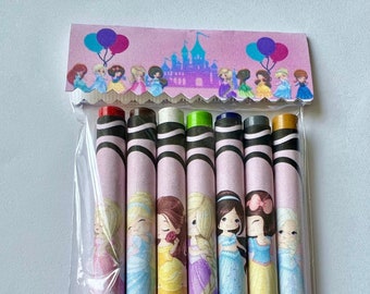 Princess Crayon, Party Favor, Birthday Party Set of 5 Bags