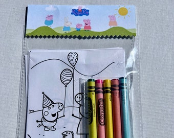 Peppa Pig Coloring Cards, kids coloring cards. Birthday favor.