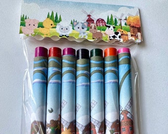 Farm Animal Crayons, Party Favor, Birthday Favors.