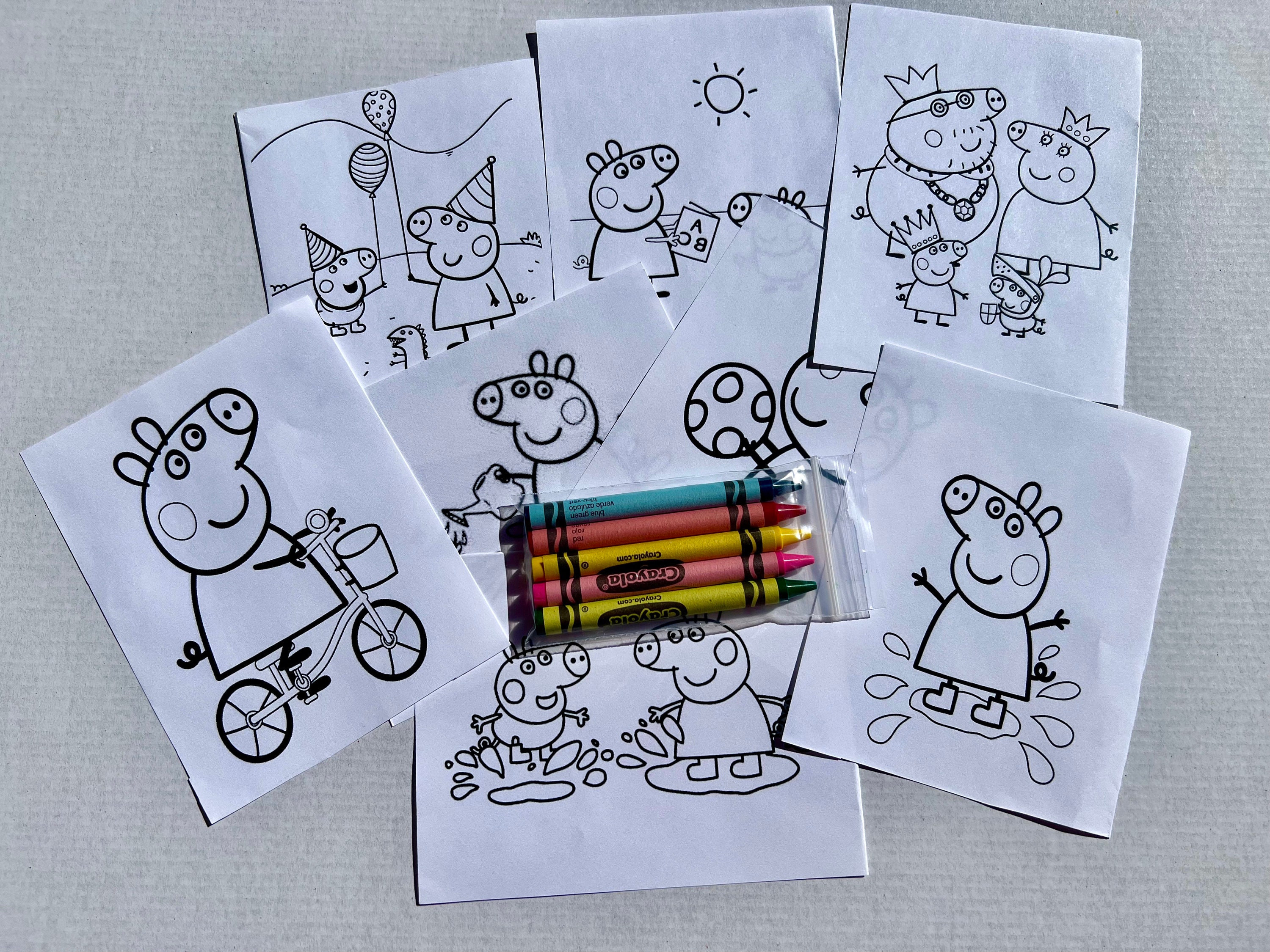 Peppa Pig Coloring Cards, Kids Coloring Cards. Birthday Favor. - Etsy