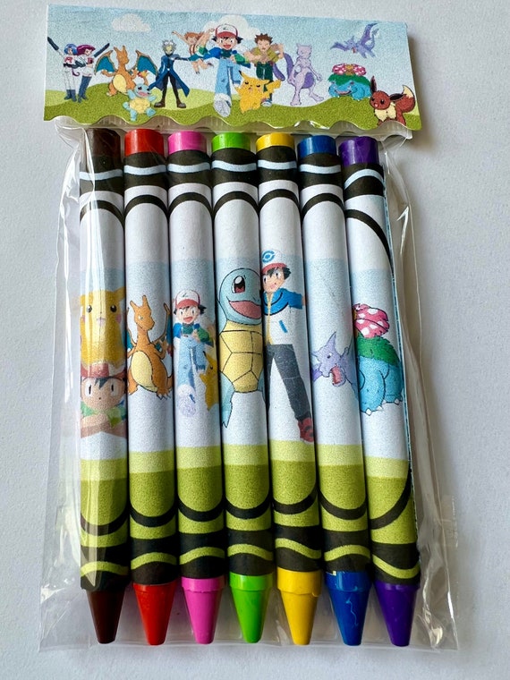 7 Pcs Crayon Bag, Party Favor, Pokemon Crayons.