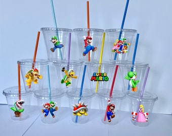 Mario Disposable Cups, Mario Disposable party cups, Mario Birthday disposable cups.