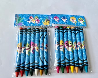 Baby shark Crayons, Party favor, Baby shark Birthday, Birthday favor.