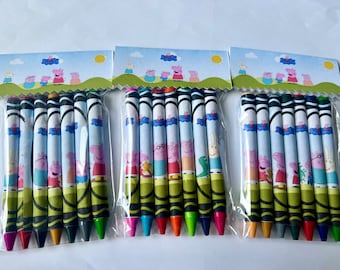 Peppa Pig Crayons, Party favor, Birthday favor. Set of 5 Bags.