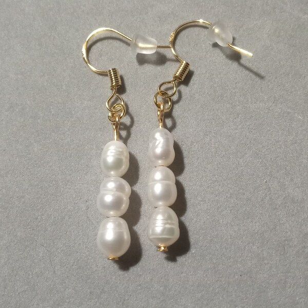 Freshwater Pearl Triple Drop Earrings