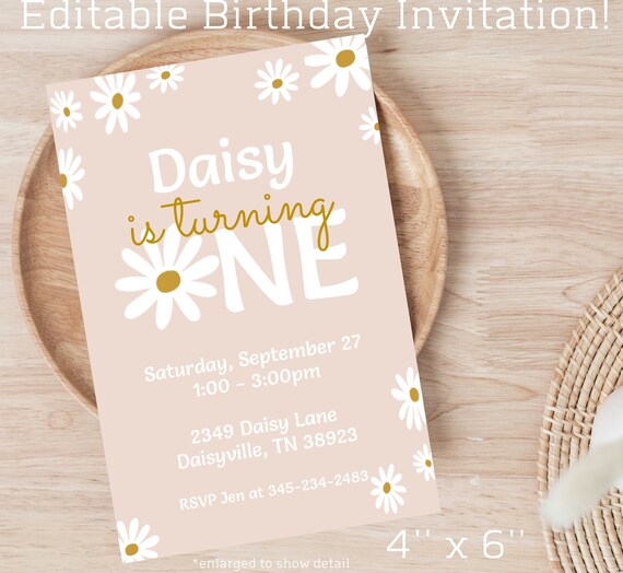 Editable Birthday Card Daisy Birthday Card - Etsy