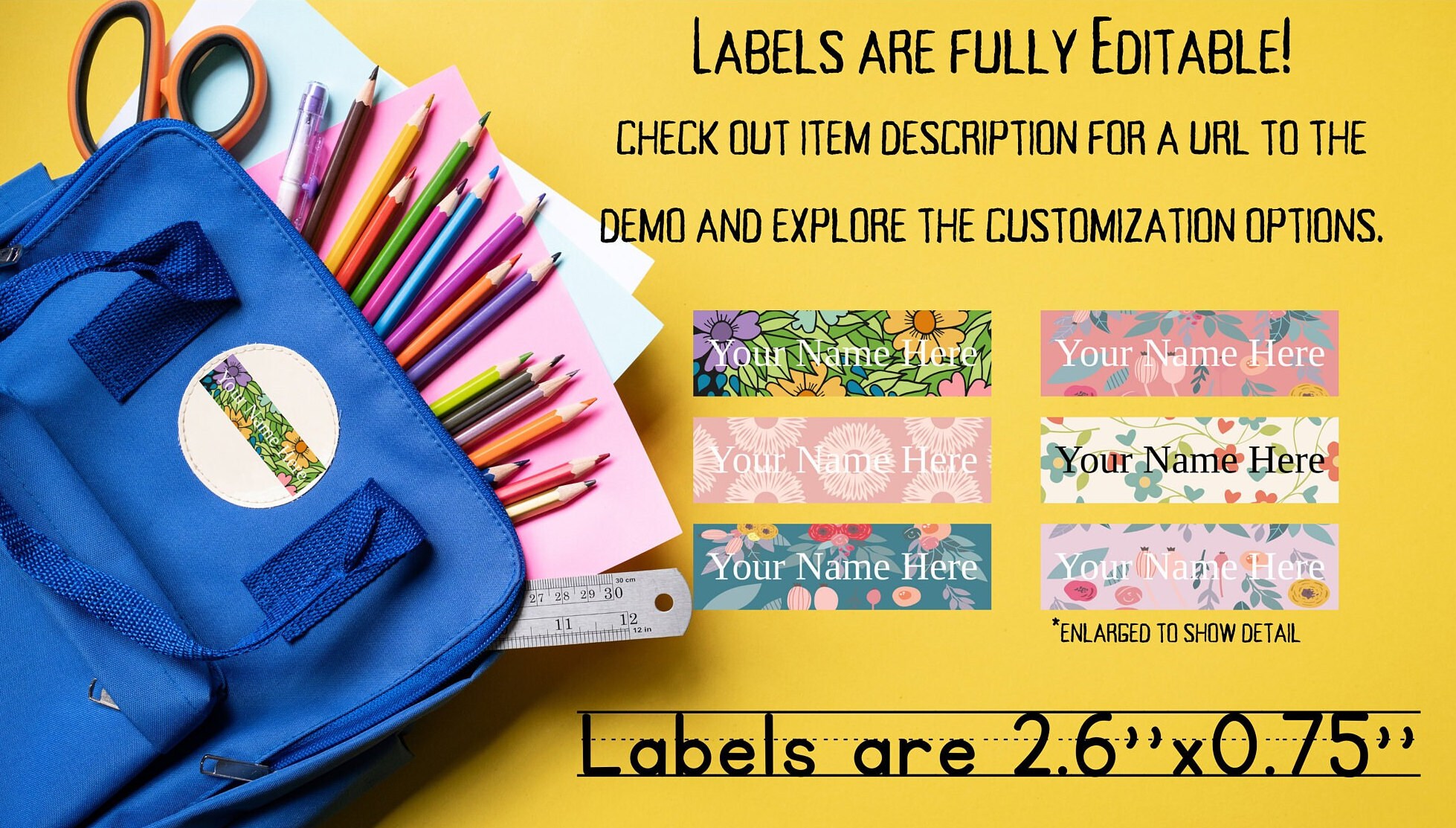 School Name Labels, School Name Stickers, Schools Supply Labels, School Name Label Stickers