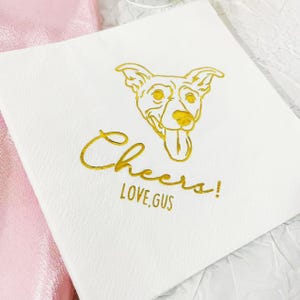 Pet Illustration Wedding Napkins, Custom Dog Wedding Napkins, Personalized  Dog Gold Foil Napkins, Custom Cocktail Napkins, Party Napkins