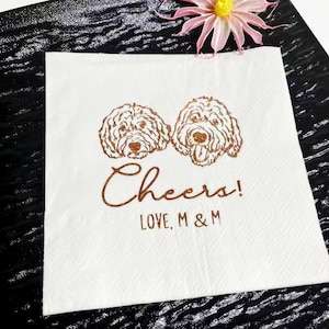 Custom Paper Napkins | Personalized Napkins | Hand-Drawn Pet Napkins | Custom Pet Wedding Napkins | Wedding Napkins | Dog Napkins