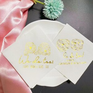 Tovaglioli da matrimonio per animali domestici in lamina d'oro illustrati personalizzati, tovaglioli da cocktail personalizzati, decorazioni per matrimoni/doccia, tovaglioli da pranzo, regali per la mamma del cane