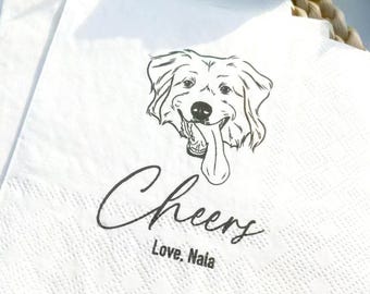 Dog Wedding Napkins | Dog Cocktail Napkins | Dog Napkins Wedding | Custom Pet Cocktail Napkins | Pet Napkins | Custom Dog Napkins Wedding