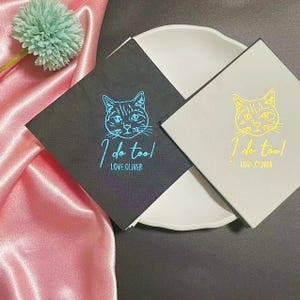 Tovaglioli da cocktail personalizzati per animali domestici, tovaglioli da matrimonio per gatti, tovaglioli da cocktail personalizzati per animali domestici, tovaglioli per cani personalizzati, tovaglioli da sposa personalizzati in lamina d'oro per animali domestici