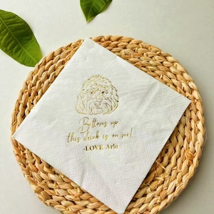 Tovaglioli per matrimonio con illustrazione di cane personalizzata, matrimonio personalizzato per amanti dei cani, tovaglioli per matrimonio con cane, tovaglioli per feste, tovaglioli per cocktail personalizzati per animali domestici