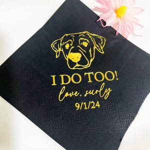 Custom Pet Cocktail Napkins, Dog Wedding Napkins, Custom Pet Cocktail Napkins, Customized Foil Napkins, Custom Pet Gold Foil Wedding Napkins