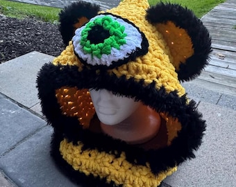 Crochet Cyclops Bear Hood; Subtronics Fully Customizable ANY COLOR