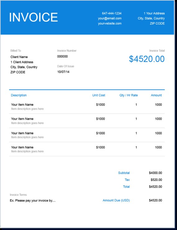 INVOICE Etsy