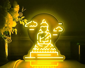 Buddha Led Light Box, asiatische Buddha-Wand-Kunst-Dekor, personalisiertes Lichtschild, Desktop-Dekoration, Schlafzimmer-Dekor, Geschenk für spirituelle Suchende