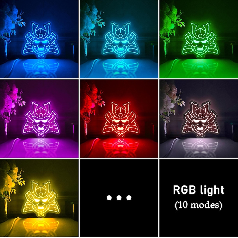 Led Design Samurai Japanese Samurai Helmet Led Light Box, Samurai Wall Art Decor ...
