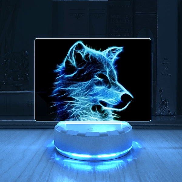 Animal Wolf LED Desk Lamp, Wolf Room Decor, Brightness Adjustable Multicolor LED Night Light, Customized Gift