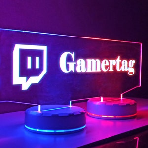Lampe LED Gamertag personnalisée, panneau LED nom d&#39;utilisateur, lampe acrylique à double culot, configuration de jeu et décoration de pièce, cadeau idéal pour les joueurs