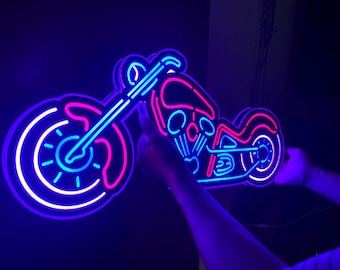 Garage Motorcycle LED Sign, Motorbike Led Light Sign, Motorcycle Ornaments, Motorcycle Wall Hangings, Garage Sign, Man Cave Led Light Box