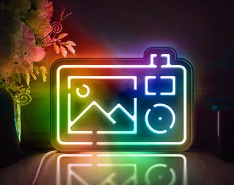 Camera Led Light Box, Digital Camera Wall Art Decor, Light Sign, Desktop Decorations, Bedroom Decor, Gift For Photographers, Travel Lover