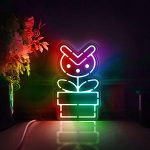 Mario Piranha Led Light Box, Piranha Wall Art Decor, Light Sign, Desktop Decorations, Bedroom Decor, Gift For Super Mario Fans, Kids
