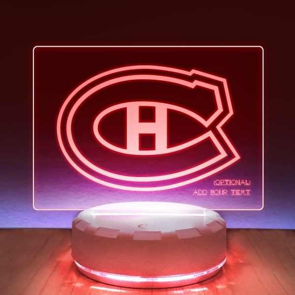 Montreal Canadiens Logo LED Desk Lamp, Room Decor, Brightness Adjustable Multicolor LED Night Light, NHL Hockey Sports Fan Gift