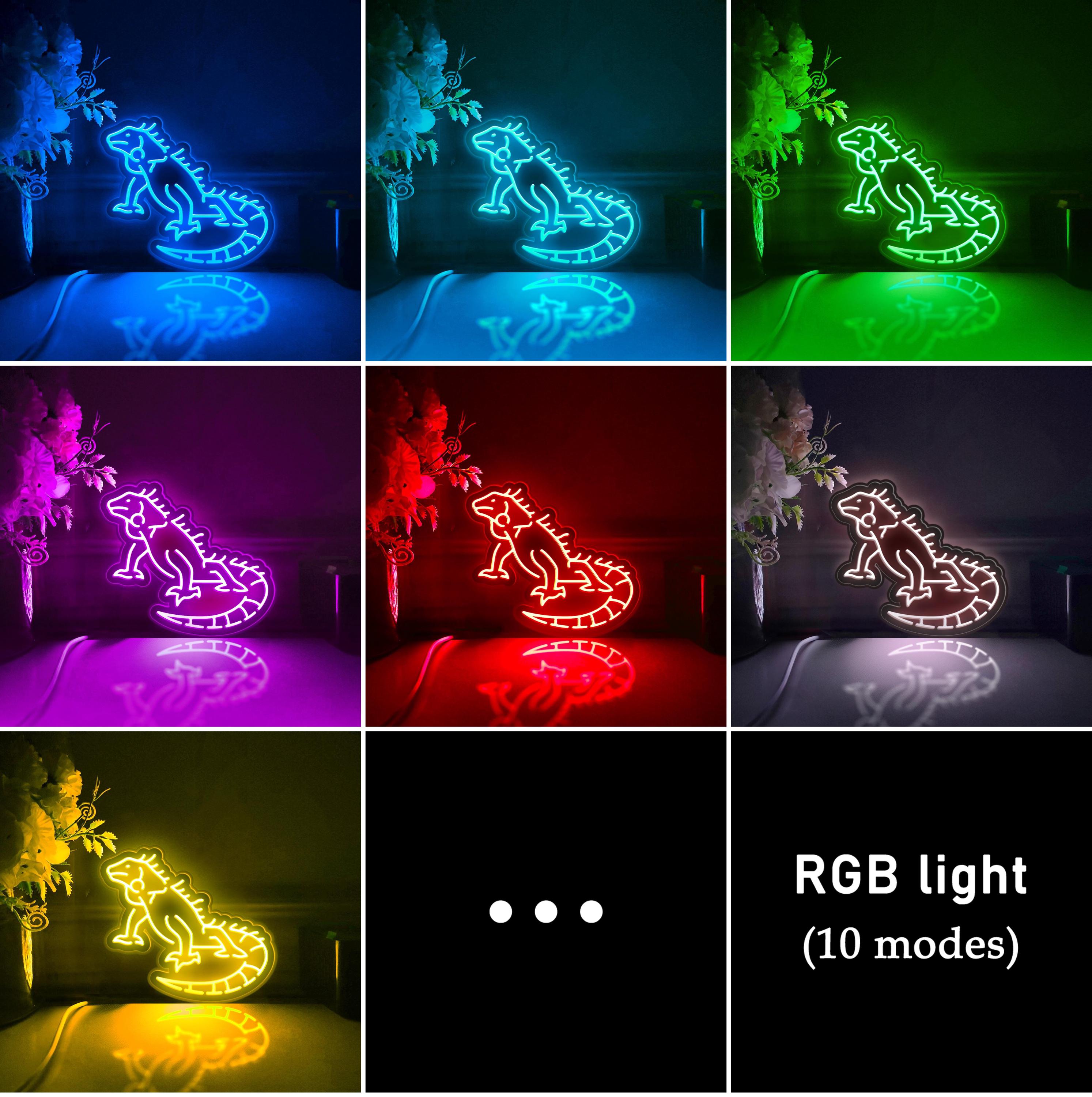 Led Lizaed Iguana, Jungle Lizard Led Light Box, Reptile Lizard Wall Art Decor ...