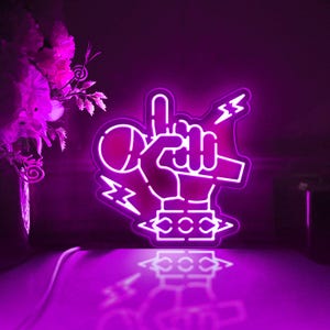 Rock And Roll Led Light Box, Rock Hand Gesture Wall Art Decor, Light Sign, Desktop Decorations, Room Decor, Gift For Music Lovers, Rock Fan