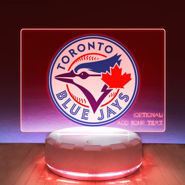 Toronto Blue Jays Logo LED Desk Lamp, Room Decor, Brightness Adjustable Multicolor LED Night Light, MLB Baseball Sports Fan Gift