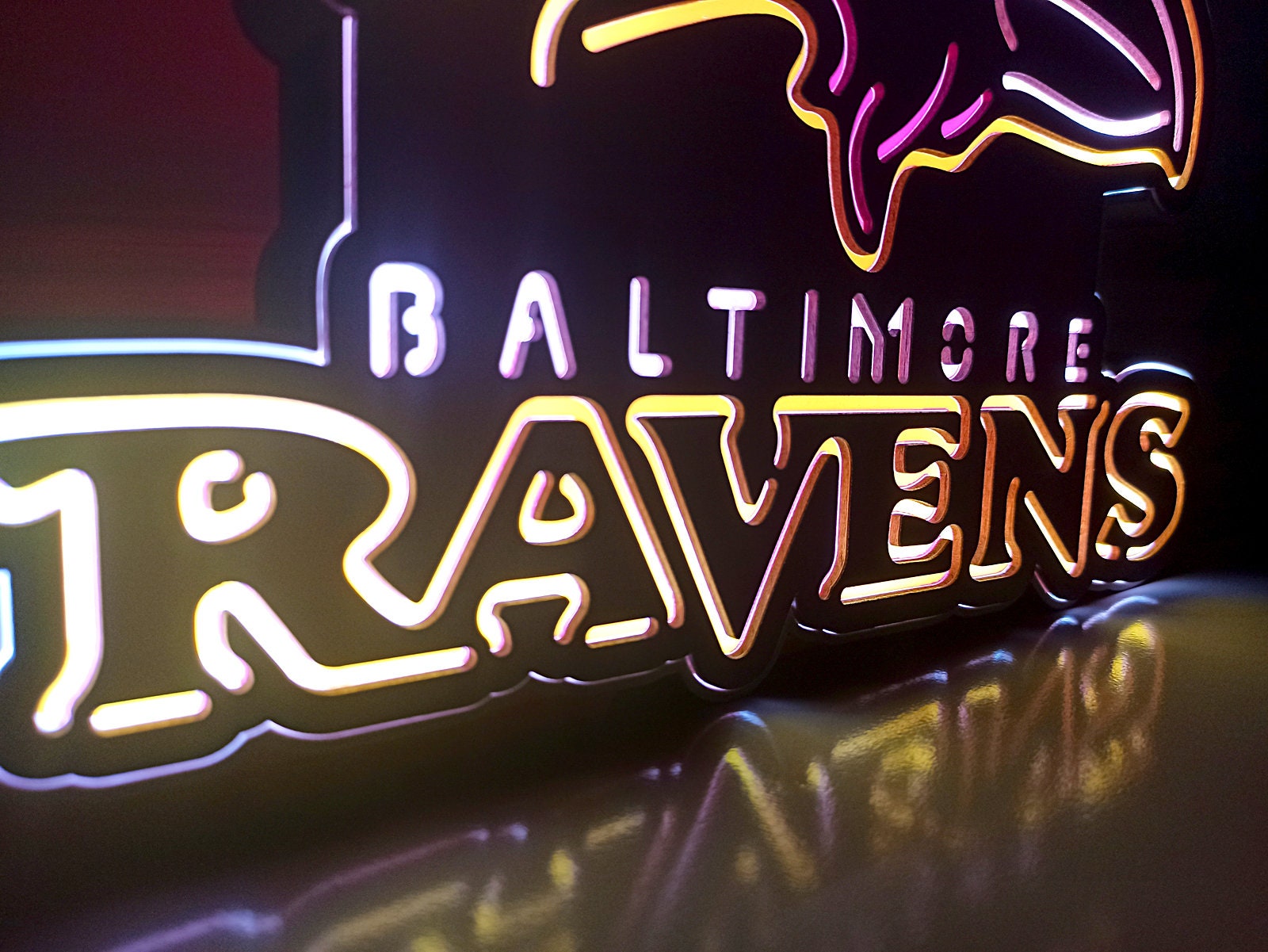 Baltimore Ravens Football Logo Sign NFL Led Light Desktop Decorations