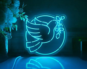 Dove Of Peace Led Light Box, Freedom And Peace Wall Art Decor, Personalized Light Sign, Neon-like Desktop Decorations, Bedroom Decor, Gift