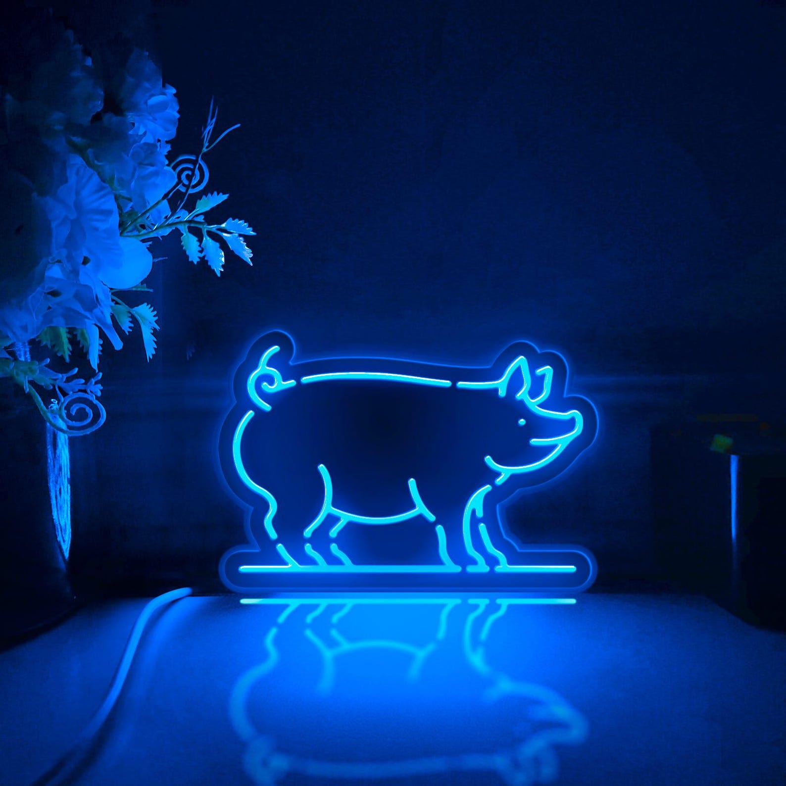 Pig Led Pig Led Light Box, Farm Animal Wall Art Decor, Light Sign, Desktop ...