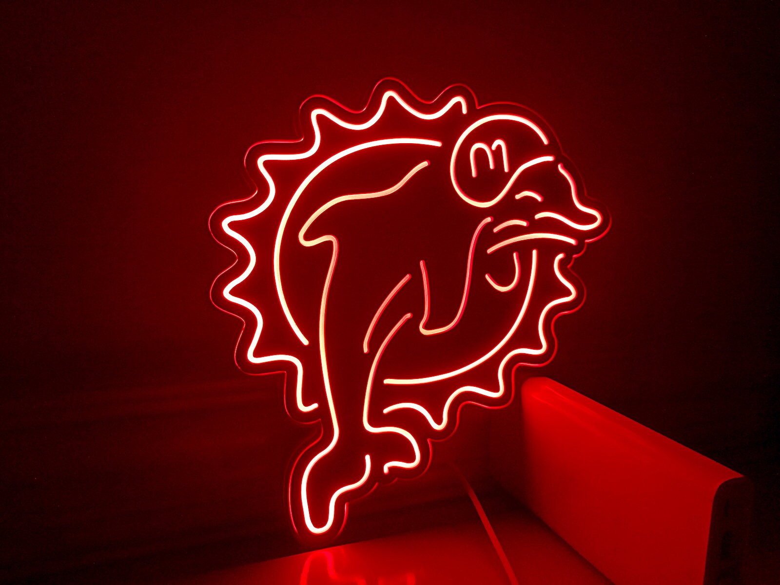 Miami Dolphins Neon Looking Sign, NFL Led Light Box, Desktop Decoration