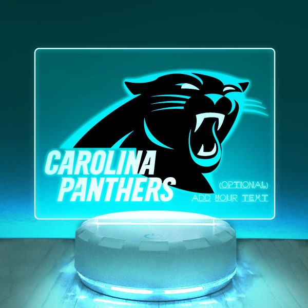 Carolina Panthers Logo LED Desk Lamp, Room Decor, Brightness Adjustable Multicolor LED Night Light, NFL Football Sports Fan Gift