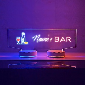 Custom Bar Neon Light, Beer Bar Neon Sign, Whiskey Cocktail Sign, Tequila Bar Light, Light Up Bar Sign, Home Bar Decor, Bar Decor, Name Sign
