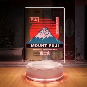 Giappone Monte Fuji Arte LED Segno, Display di luce paesaggistica, Home Room Camera da letto Decor, Luce notturna, Lampada acrilica, Regalo per amanti dei viaggi