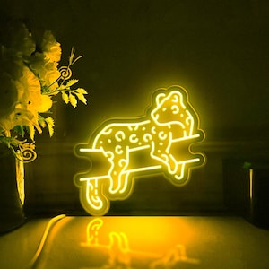 Jaguar, Leopard, Safari Led Light Box, Leopard Lying On A Tree Wall Art Decor, Light Sign, Desktop Decoration, Gift For Animal Lover