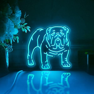 Led-lichtbak Engelse bulldog, muurkunstdecor hond, gepersonaliseerd lichtbord, RGB-bureaubladdecoraties, slaapkamerdecor, cadeau voor hondenliefhebbers