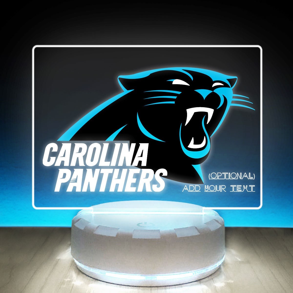 Carolina Panthers Logo LED Desk Lamp, Room Decor, Brightness Adjustable