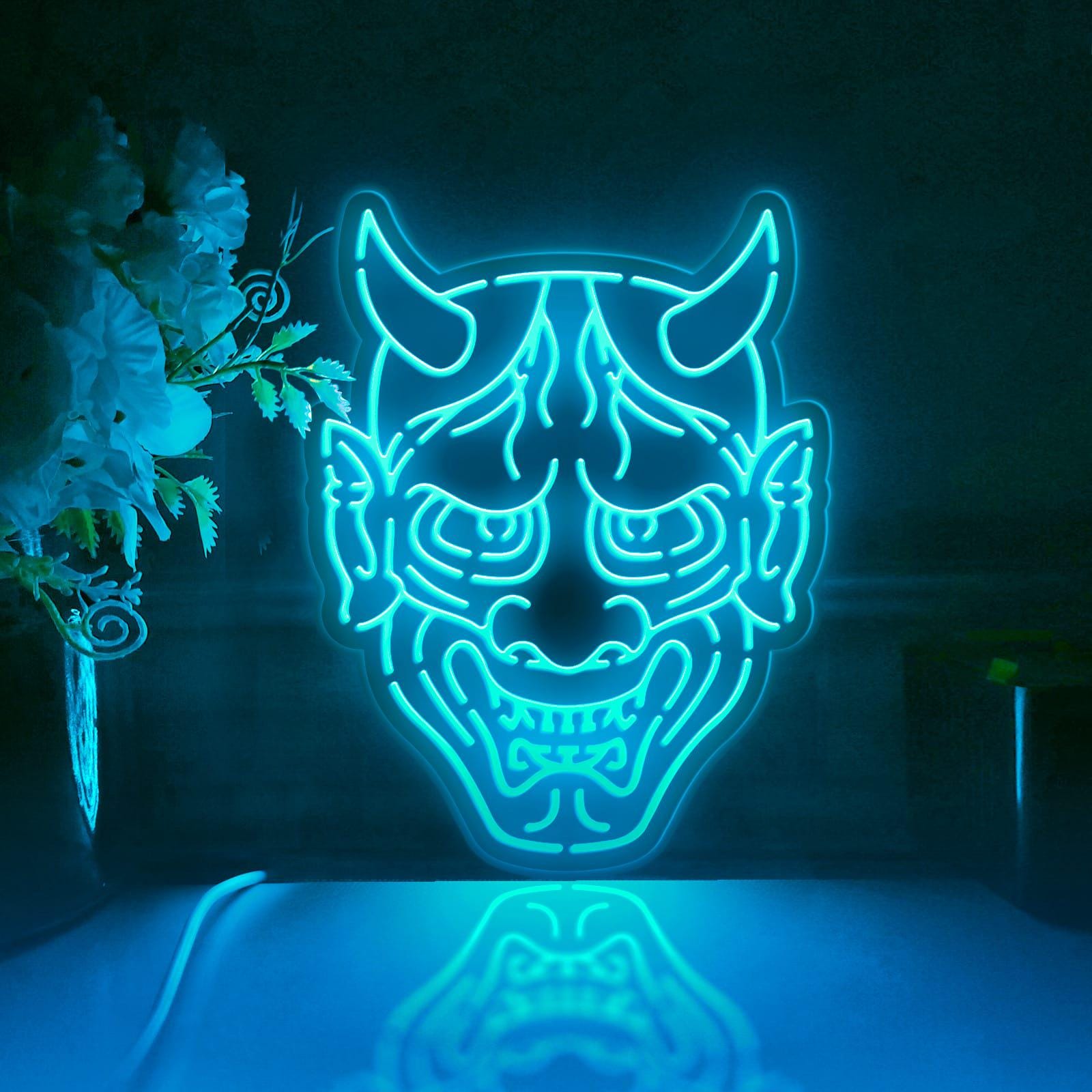 Hannya Demon Led Light Box, Devil Wall Art Decor, Light Sign, Desktop ...