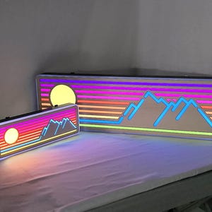 Vintage Mountain Sunrise &Sunset Neon Style Lightbox, Dynamic RGB LED Home Decor Gift