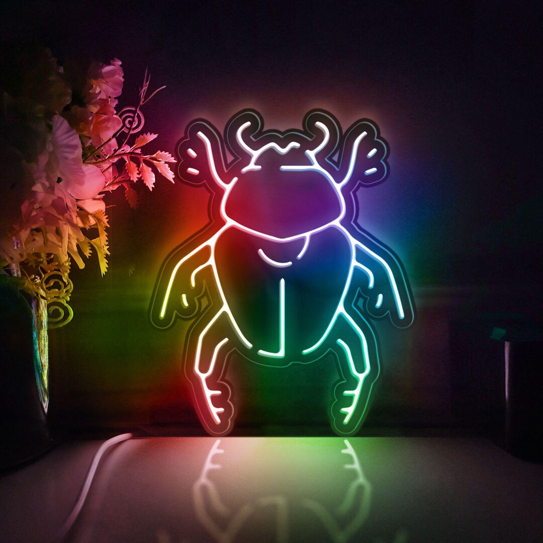 Led Insect Art Beetle Led Light Box, Insect Wall Art Decor, Light Sign, Desktop ...